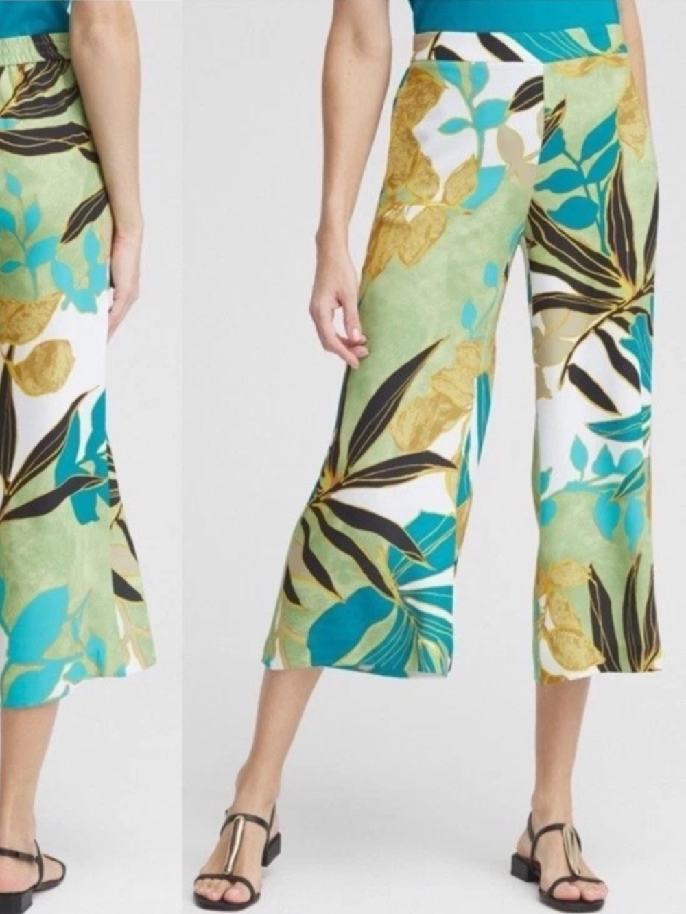 Chico’s Palms Soft Culotte Wide Leg Cropped Pants NWT
